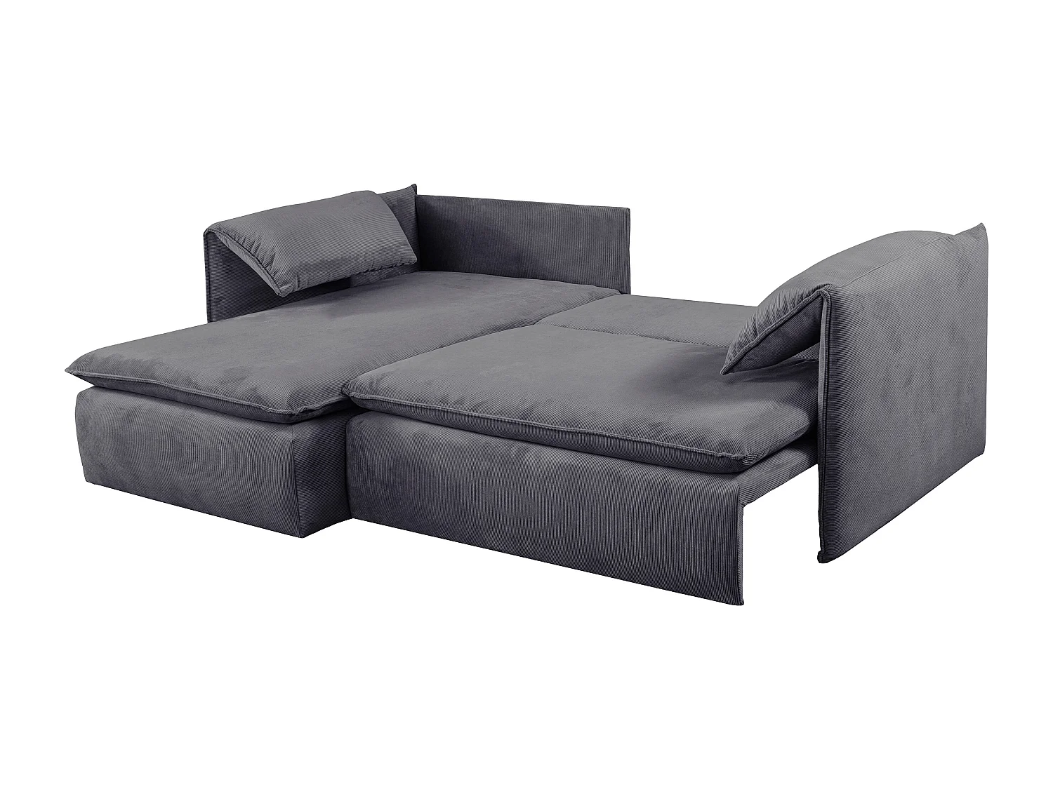 Divano letto in Velluto a coste sottili Blu Grigio - Angolo a sinistra - TEODORA