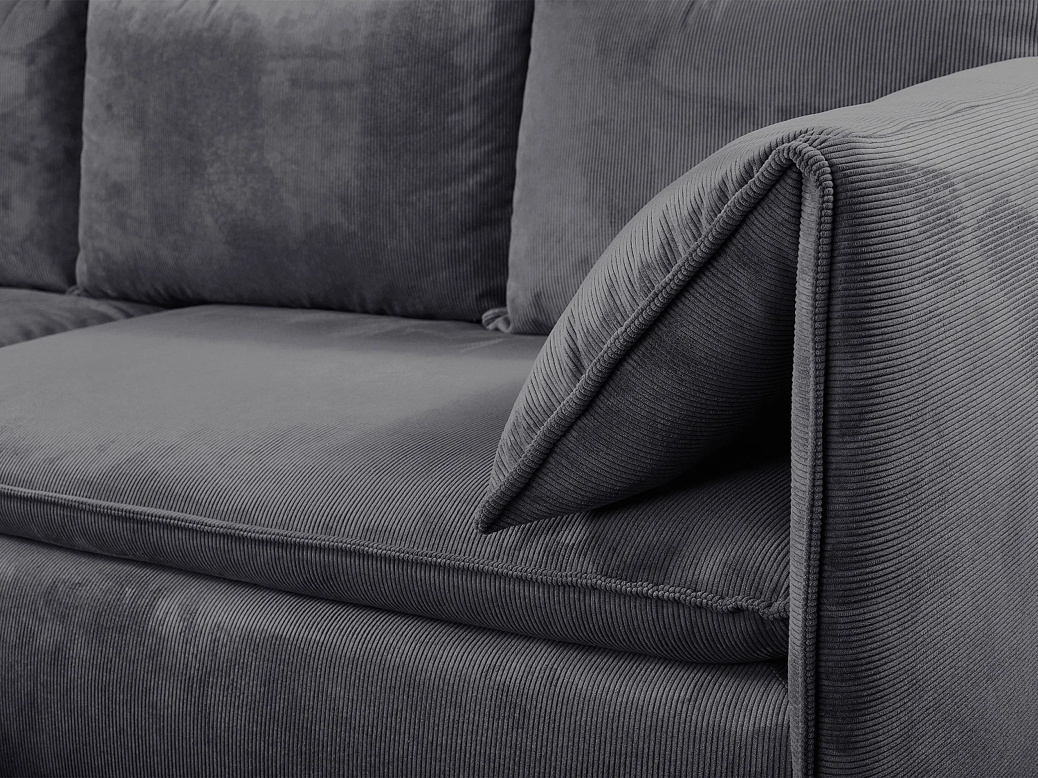 Divano letto in Velluto a coste sottili Blu Grigio - Angolo a sinistra - TEODORA