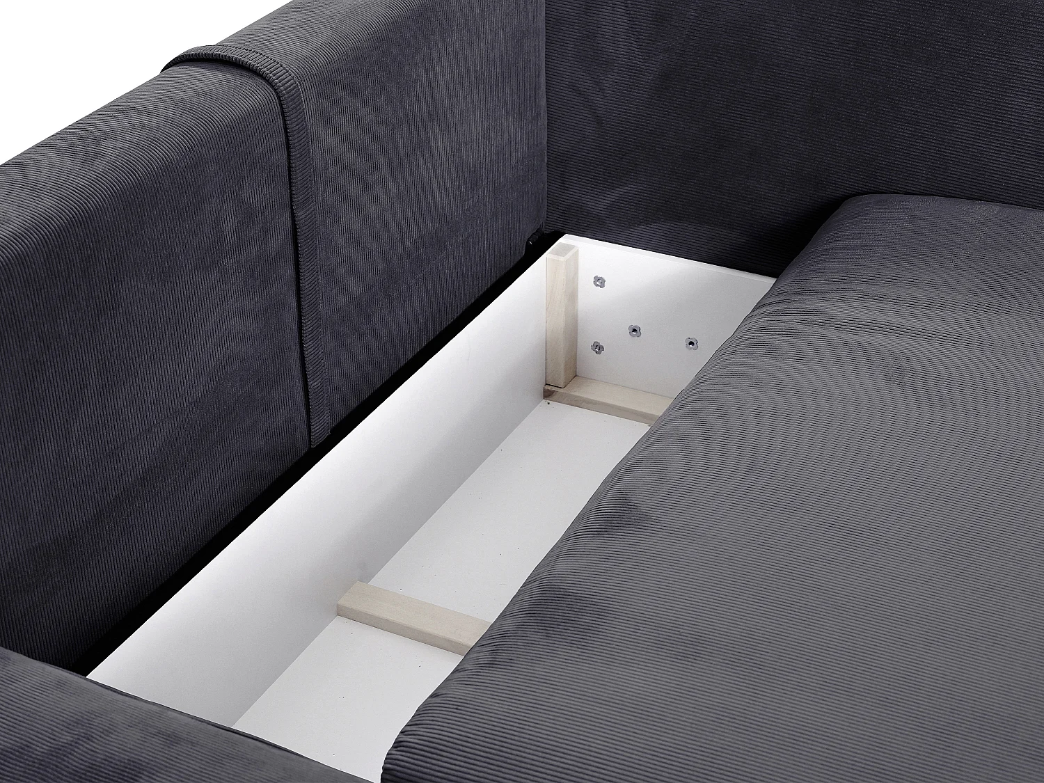 Divano letto in Velluto a coste sottili Blu Grigio - Angolo a sinistra - TEODORA