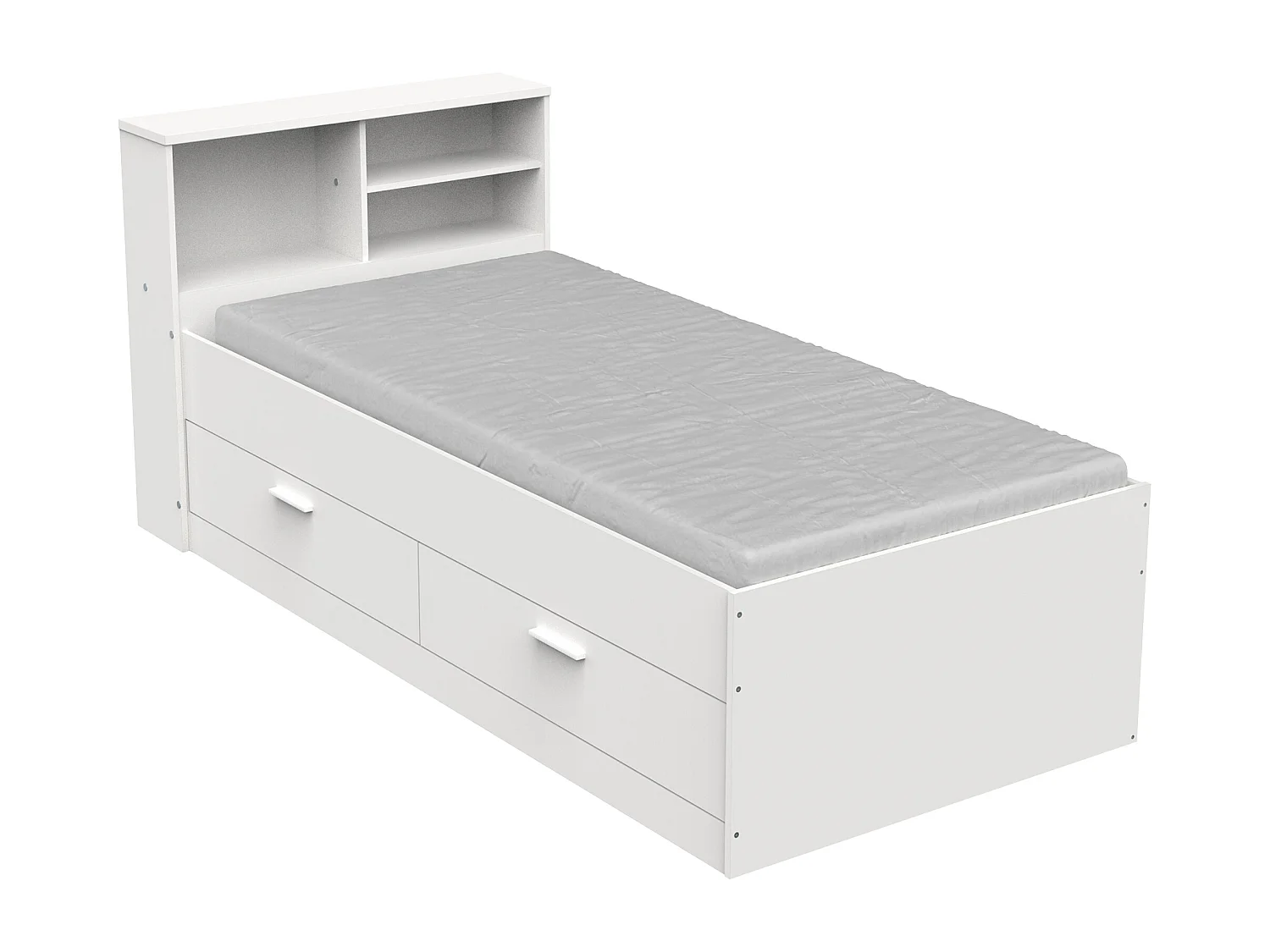 Säng 90 x 190 cm med lådor och förvaring - Färg: Vit - BORIS II