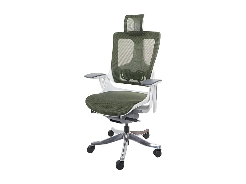 Poltrona sedia ufficio girevole regolabile MERRYFAIR Wau 2 ergonomica poggiatesta alluminio tessuto bianco verde