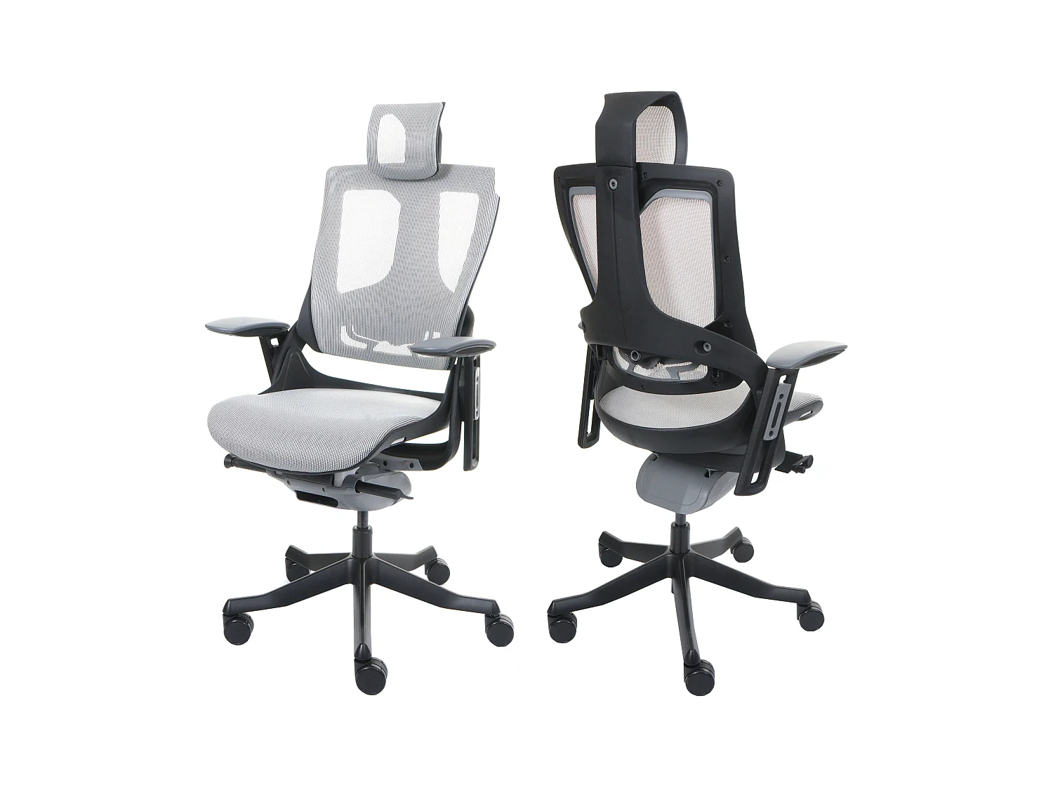 MERRYFAIR Adelaide bureaustoel,  wit-grijs, zwart frame