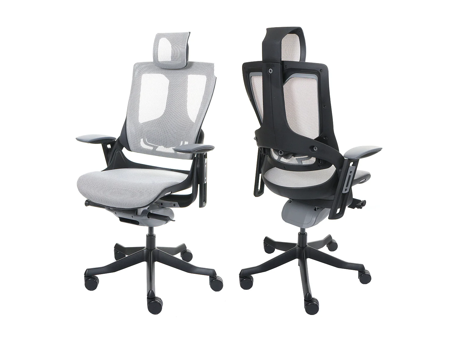 Chaise de bureau MERRYFAIR Adelaide,  blanc-gris, piétement noir