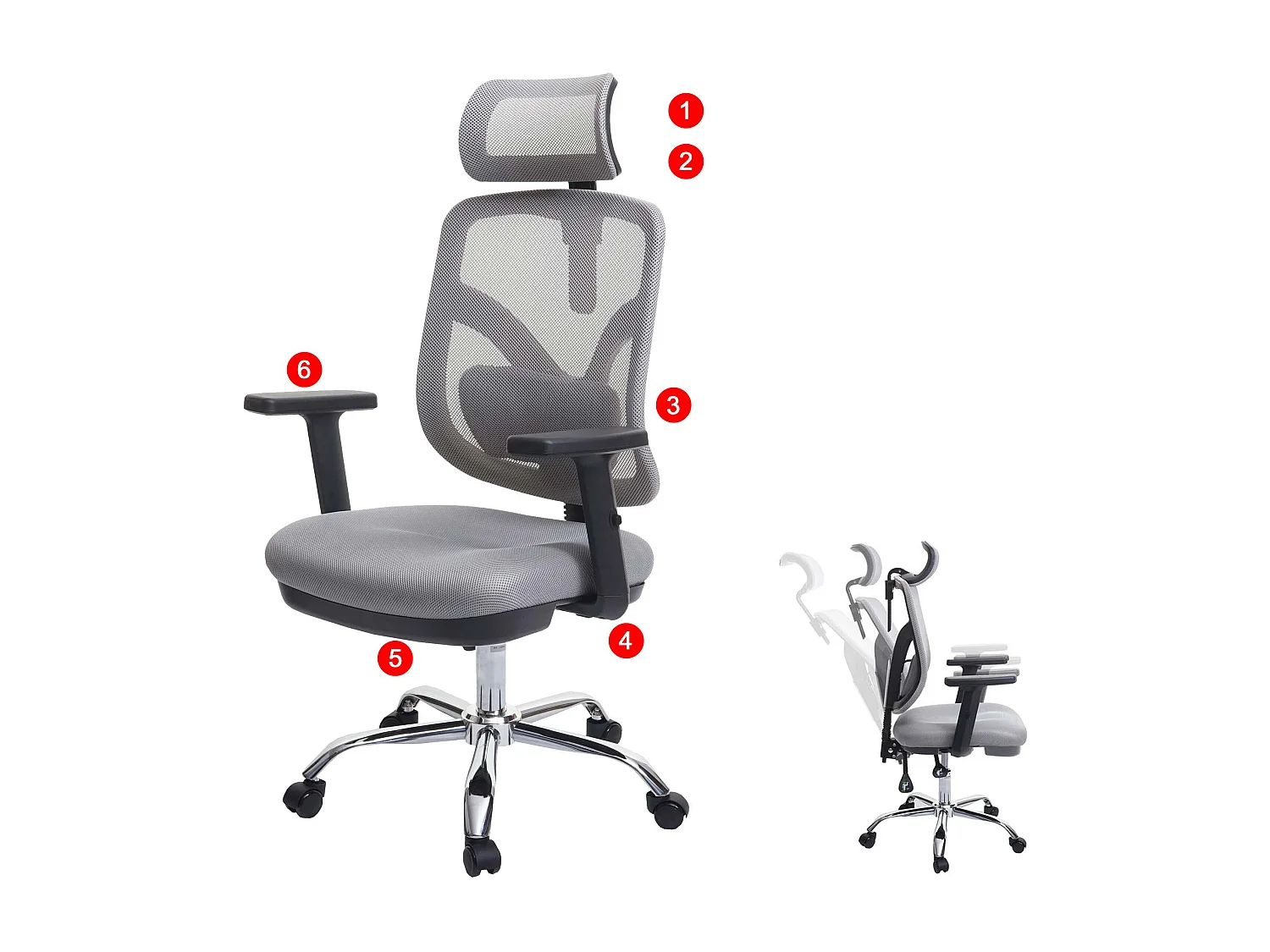 Chaise de bureau SIHOO-J92,  gris