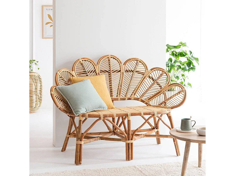 Banquette fleur en rotin Rattan