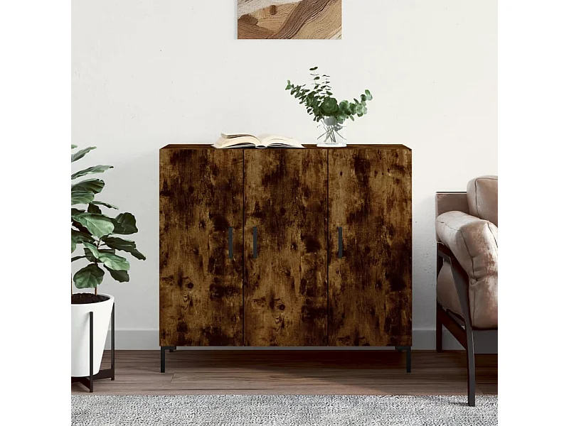 Dressoir 90x34x80 cm bewerkt hout gerookt eikenkleurig NL57797