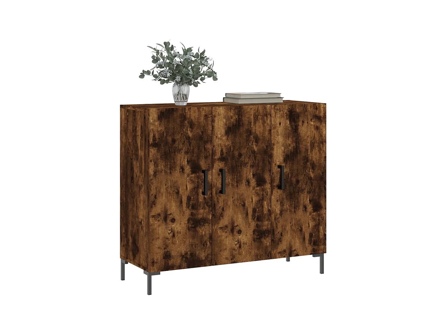 Aparador de madera de ingeniería roble ahumado 90x34x80 cm ES93325