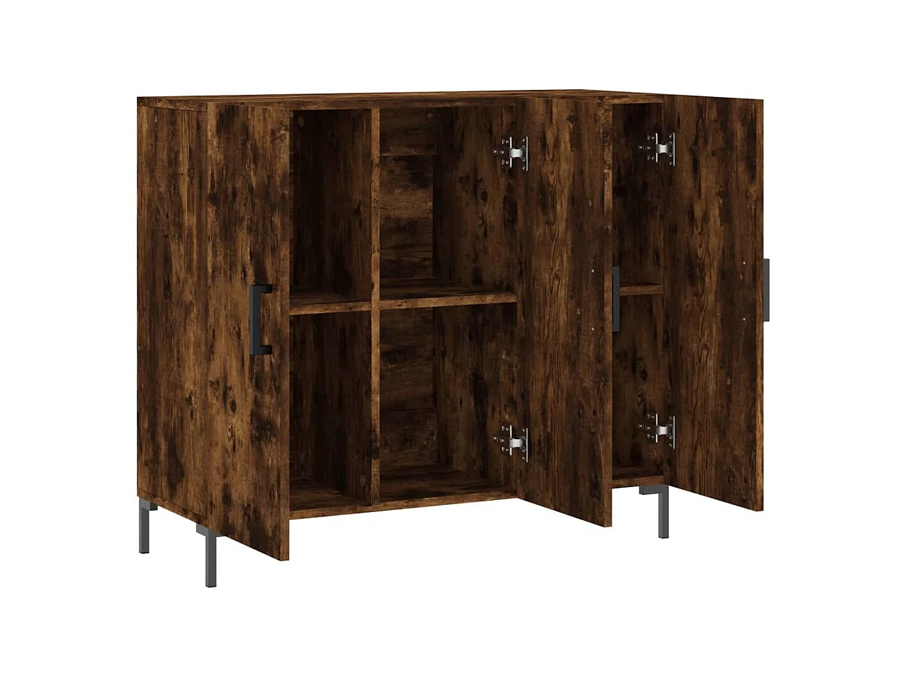 Aparador de madera de ingeniería roble ahumado 90x34x80 cm ES93325