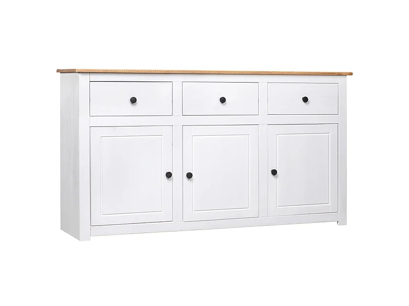 Buffet Blanc 135x40x80 cm Pin solide Gamme Panama EGER60628
