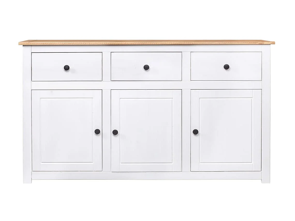 Buffet Blanc 135x40x80 cm Pin solide Gamme Panama EGER60628