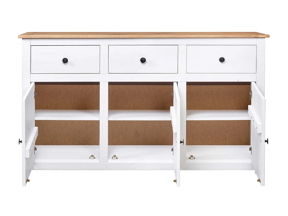 Buffet Blanc 135x40x80 cm Pin solide Gamme Panama EGER60628