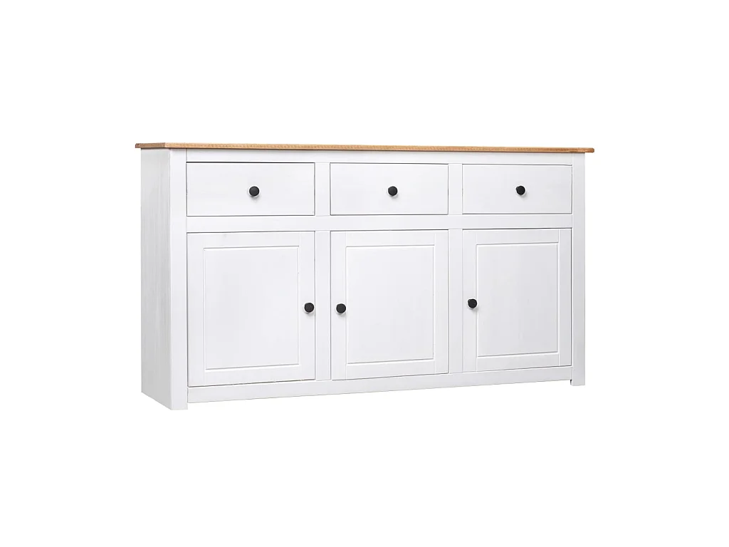 Buffet Blanc 135x40x80 cm Pin solide Gamme Panama EGER60628