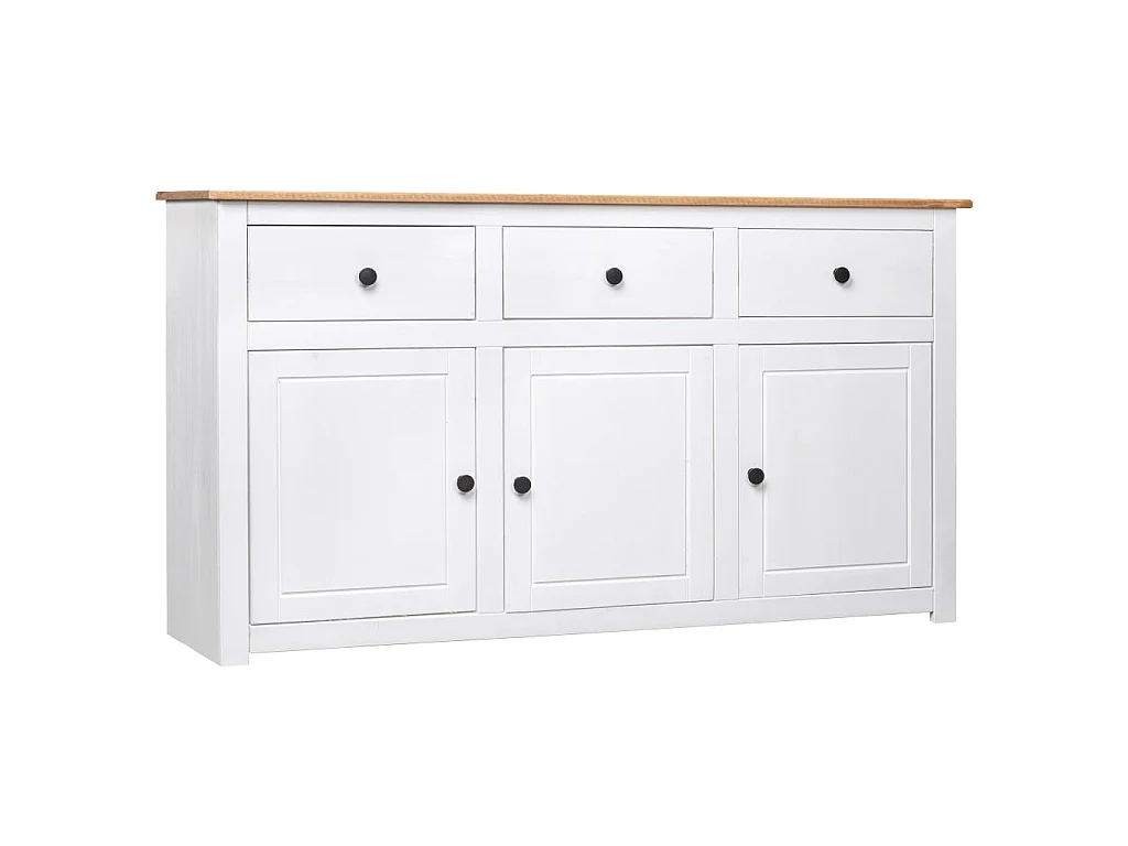 Buffet Blanc 135x40x80 cm Pin solide Gamme Panama EGER60628