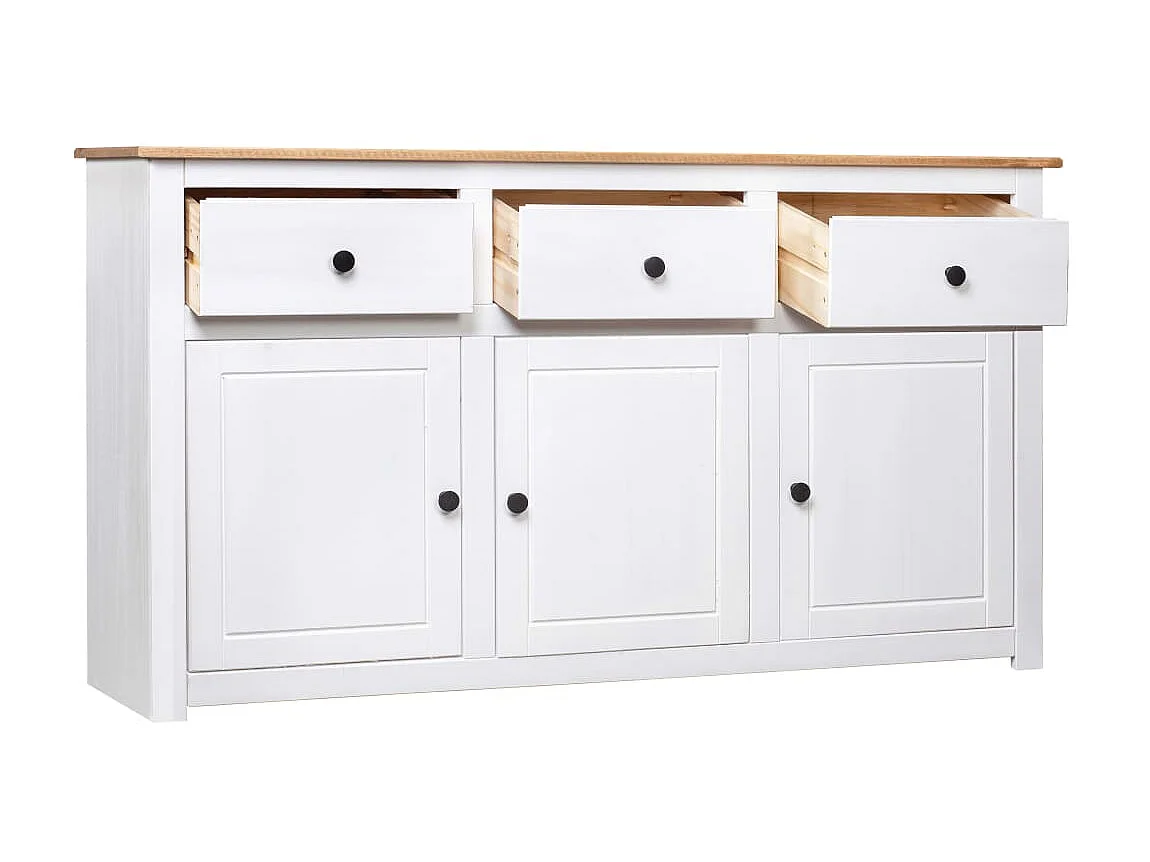 Buffet Blanc 135x40x80 cm Pin solide Gamme Panama EGER60628
