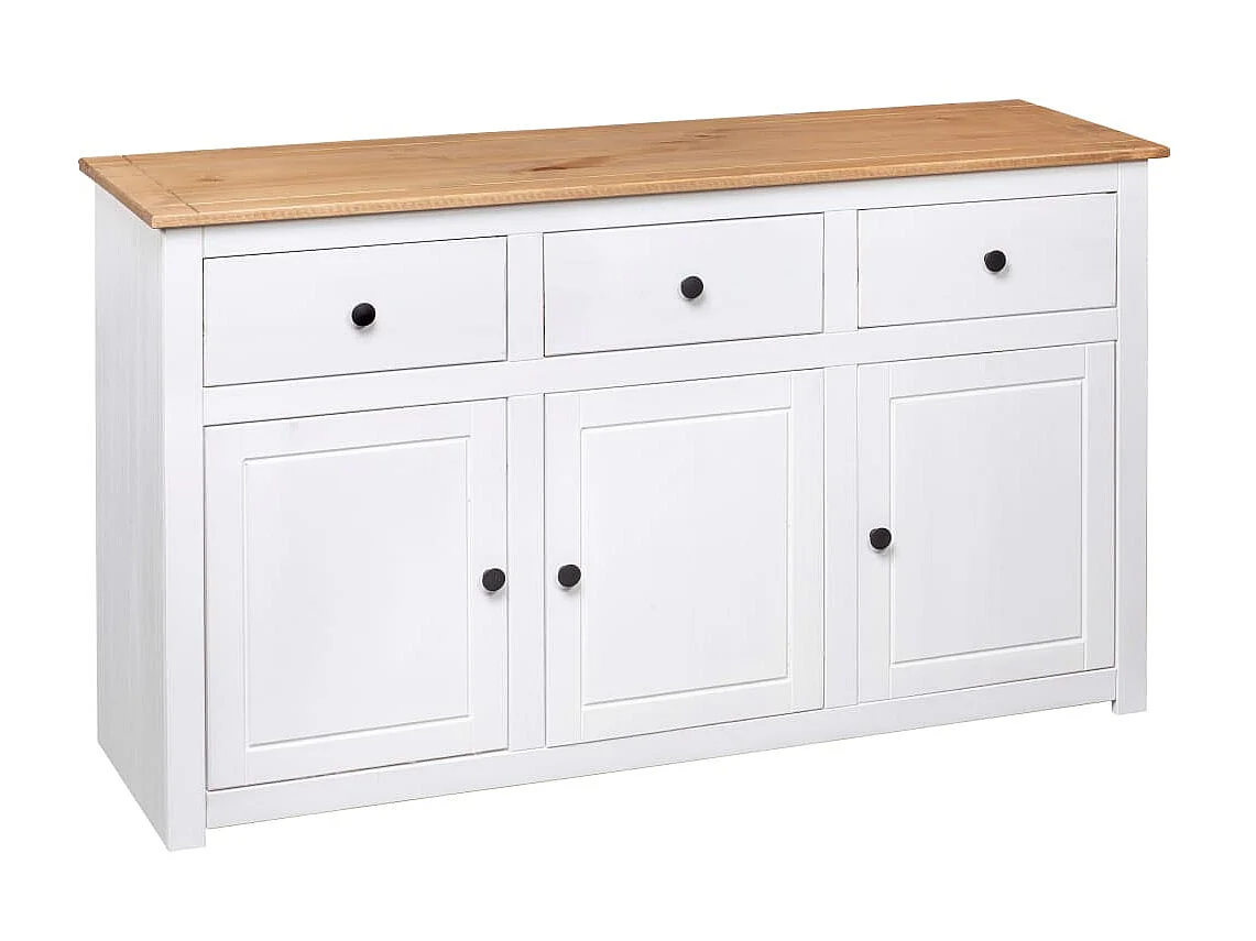 Buffet Blanc 135x40x80 cm Pin solide Gamme Panama EGER60628