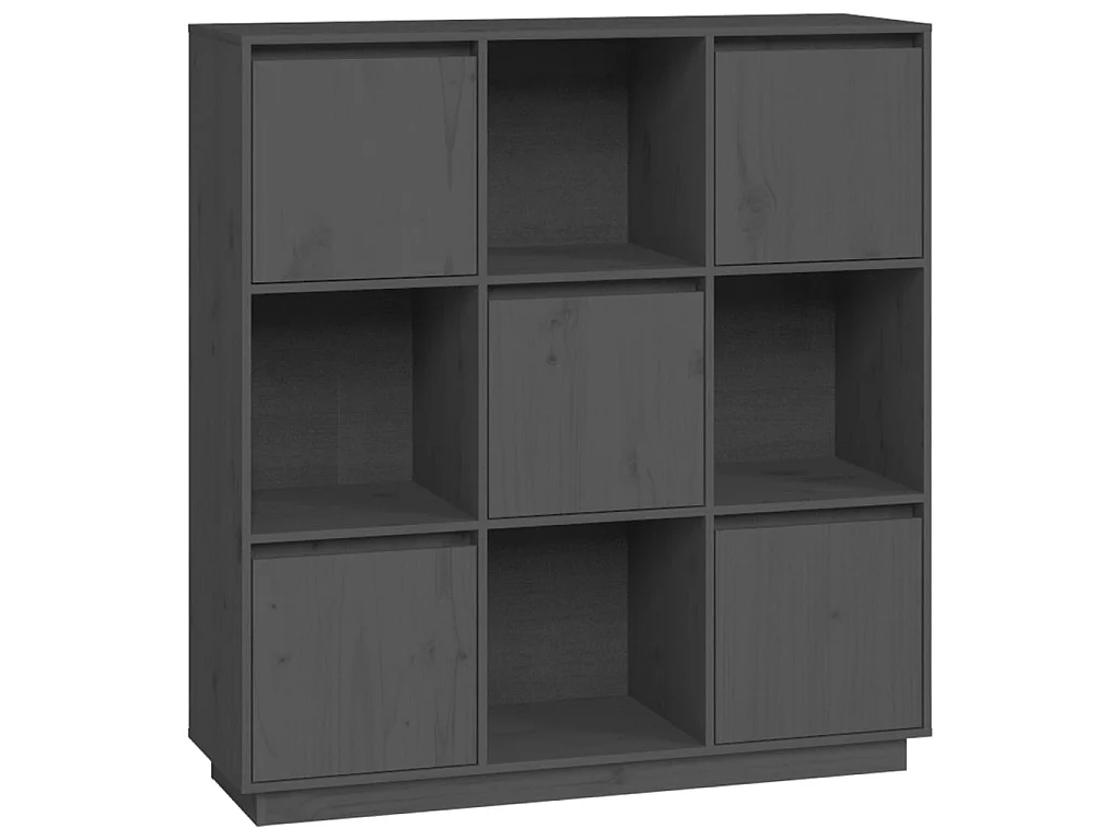 Highboard,Kommode Grau 110,5x35x117 cm Massivholz Kiefer -gkd423240