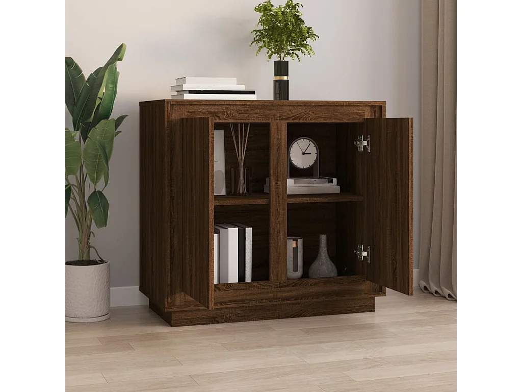 Buffet chêne marron 80x34x75 cm bois d'ingénierie EGER18273