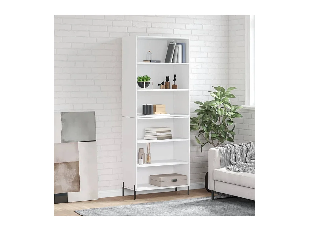 Buffet haut blanc 69,5x32,5x180 cm bois d'ingénierie QWE41326