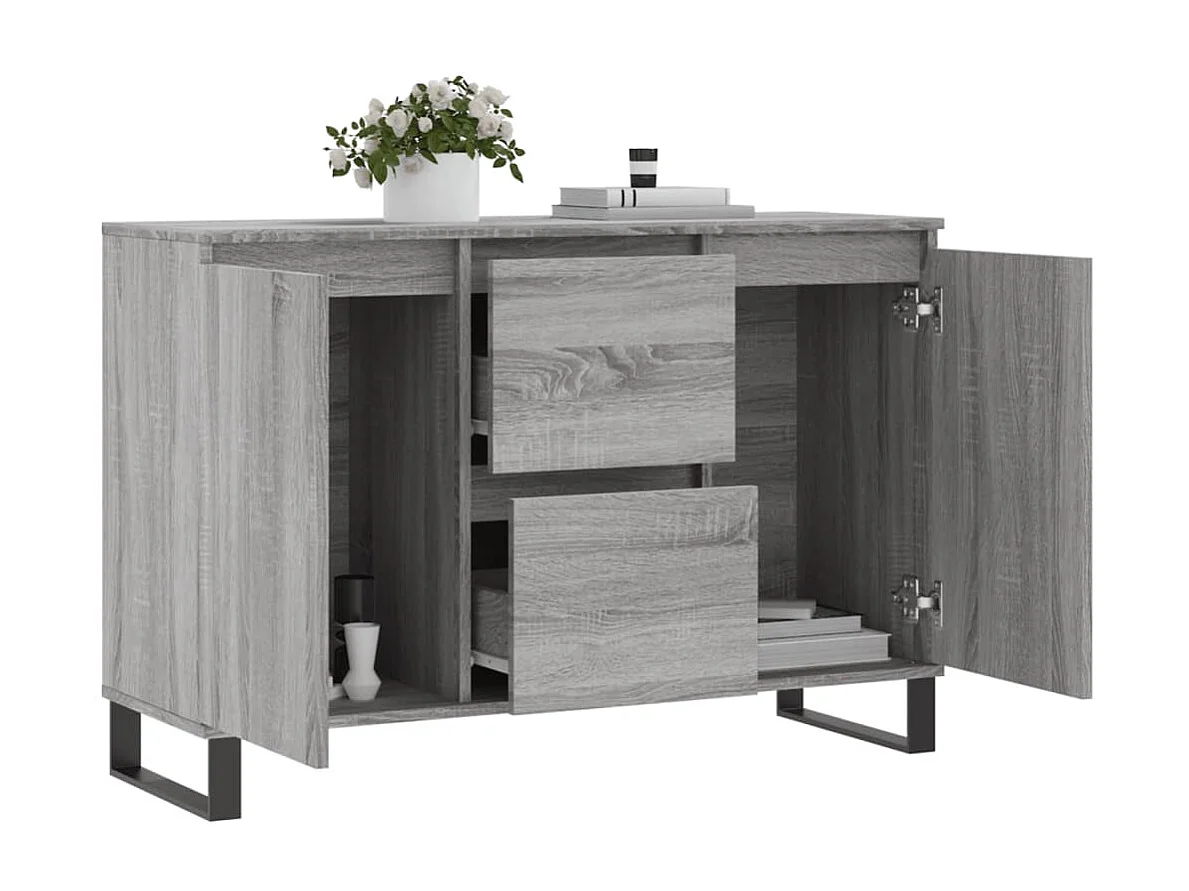 Buffet sonoma gris 104x35x70 cm bois d'ingénierie QWE95245