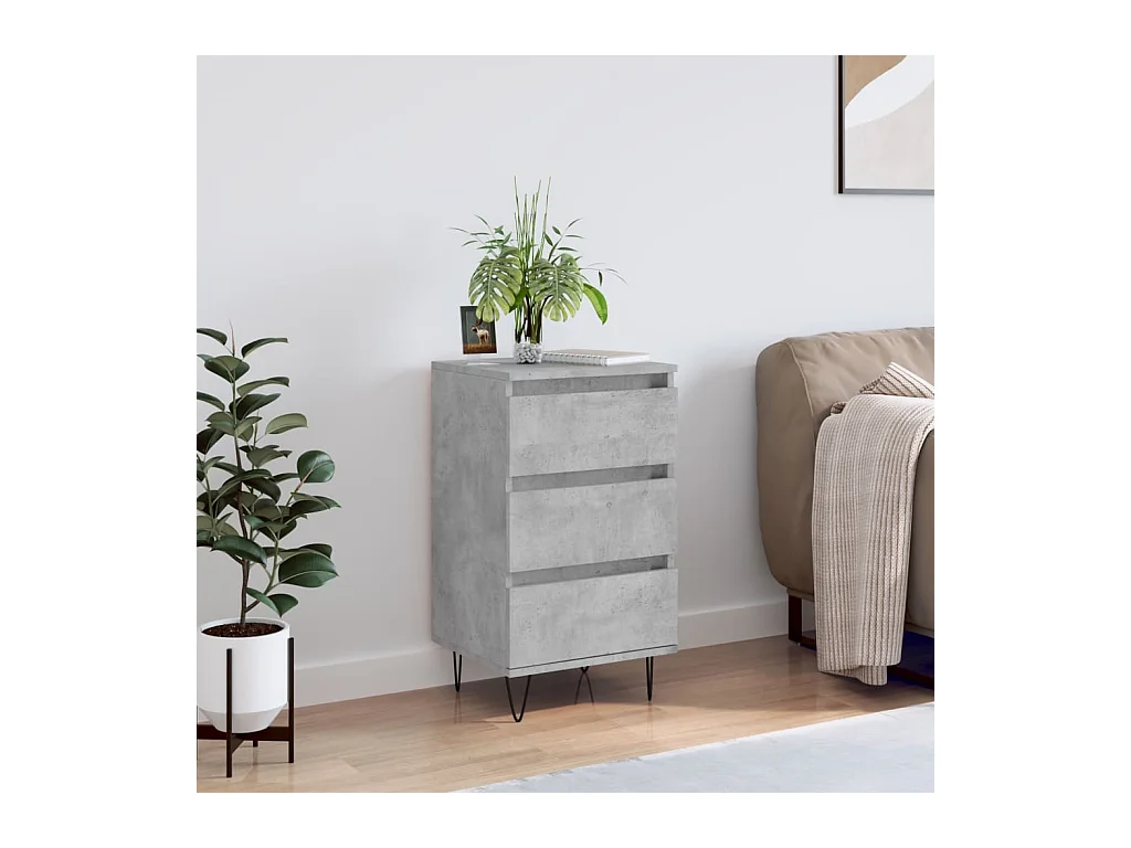 Buffet gris béton 40x35x70 cm bois d'ingénierie QWE67673