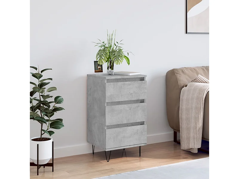 Buffet gris béton 40x35x70 cm bois d'ingénierie QWE67673