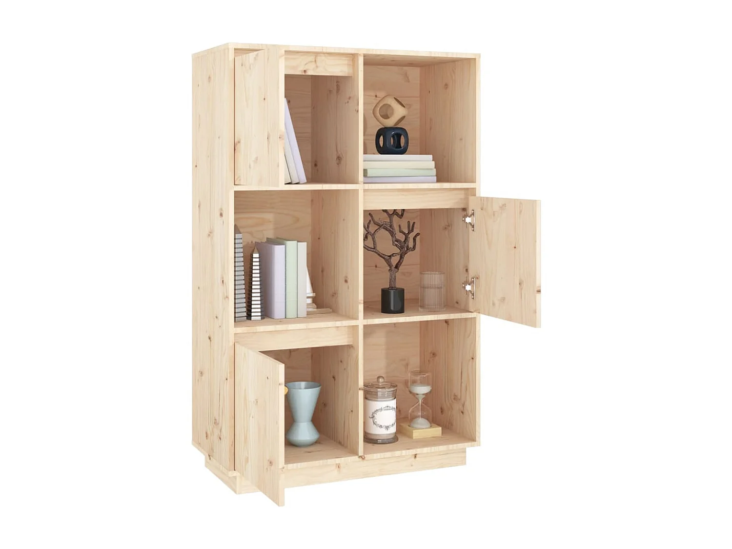 Aparador alto de madera maciza de pino 74x35x117 cm ES90356