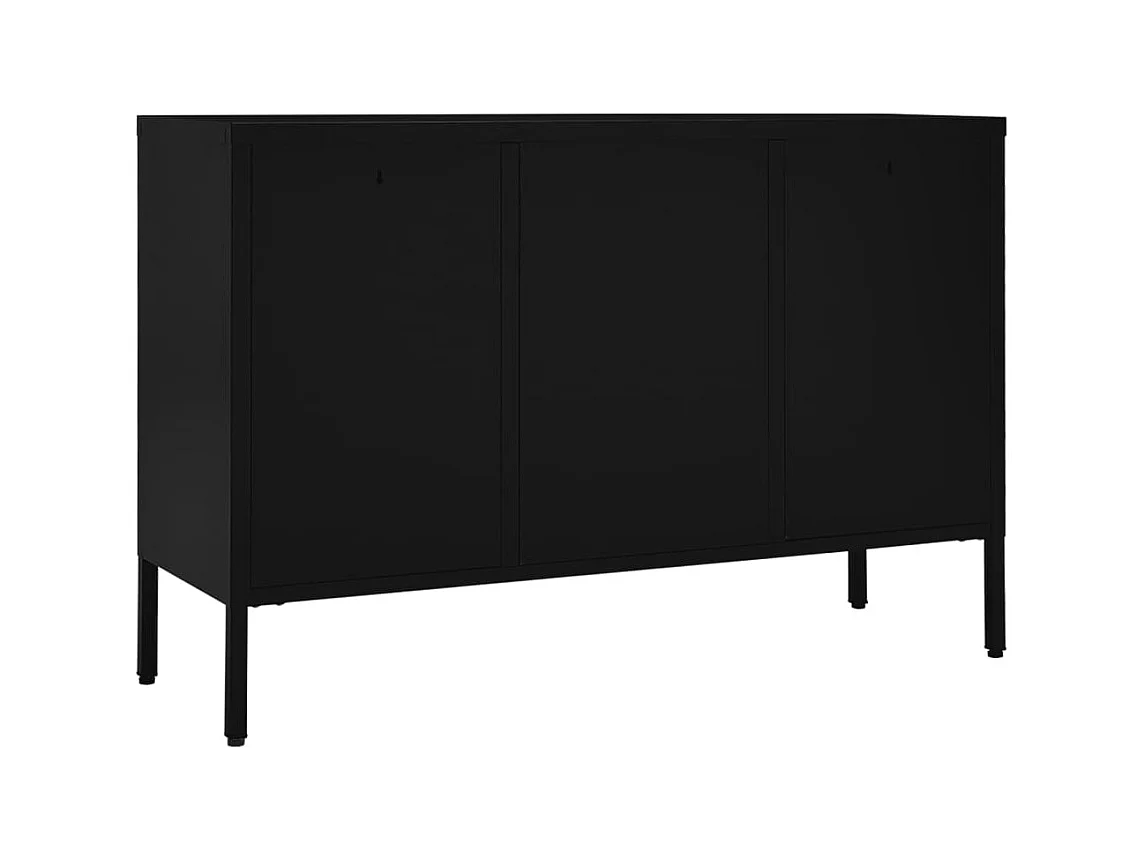 Buffet Noir 105x35x70 cm Acier et verre trempé EGER75319
