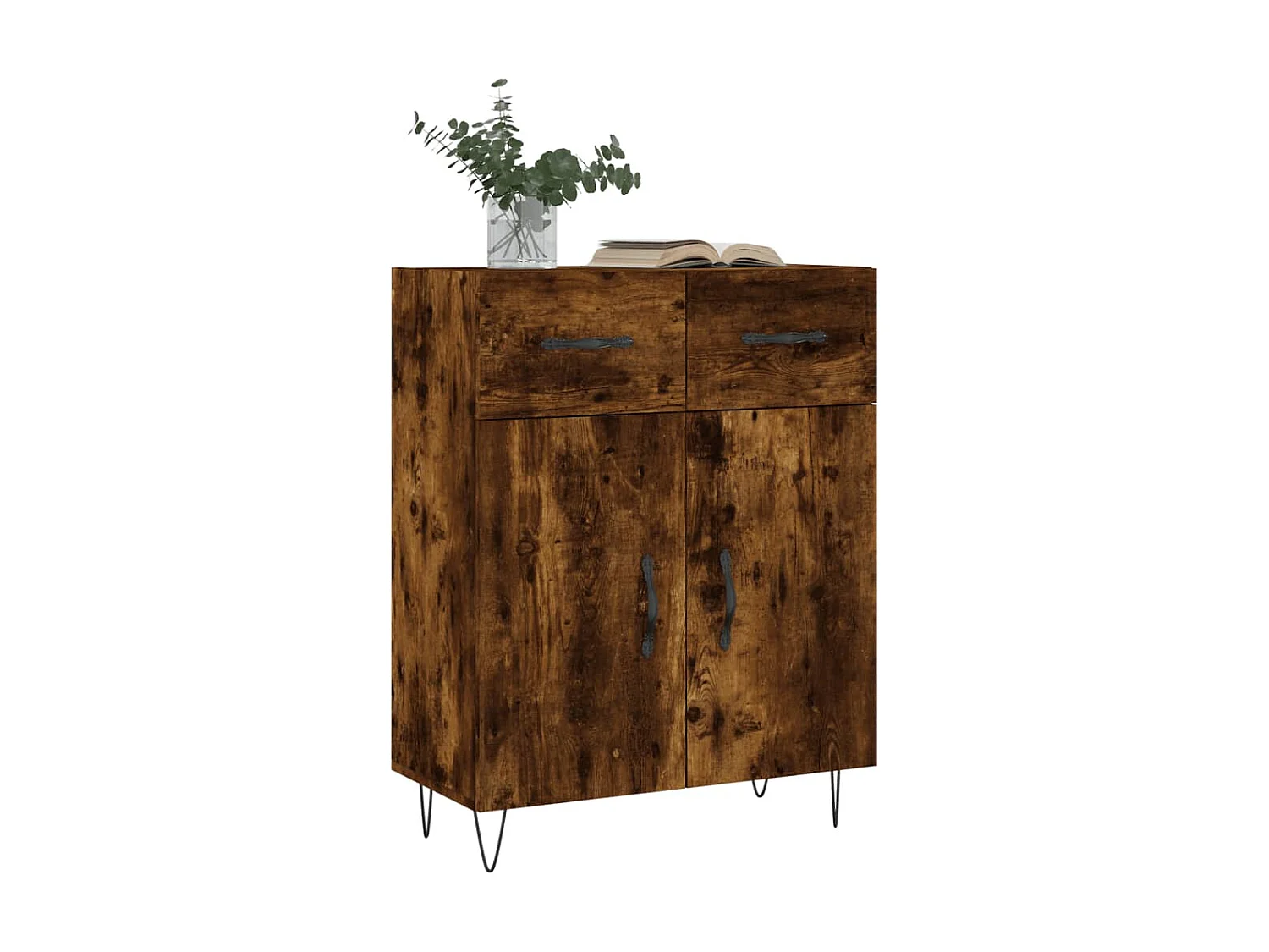 Buffet chêne fumé 69,5x34x90 cm bois d'ingénierie QWE85842