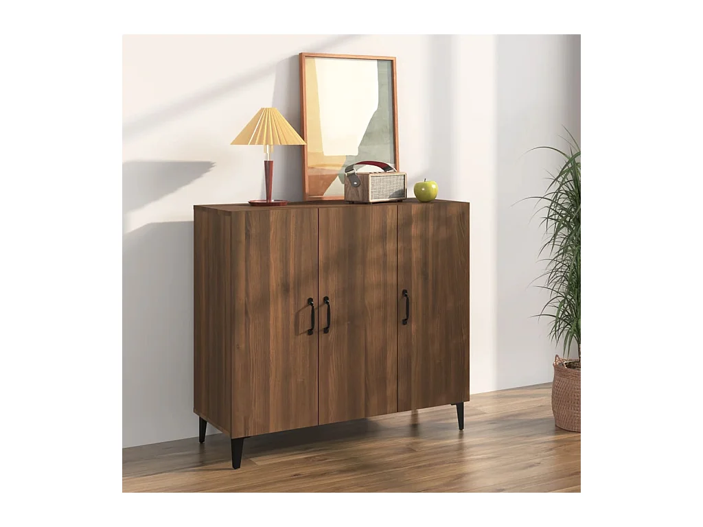 Dressoir 90x34x80 cm bewerkt hout bruin eikenkleur NL73046