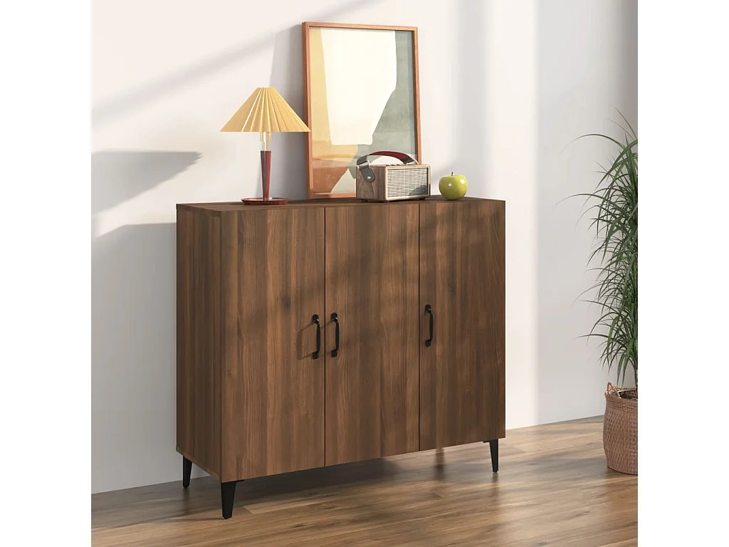 Dressoir 90x34x80 cm bewerkt hout bruin eikenkleur NL73046