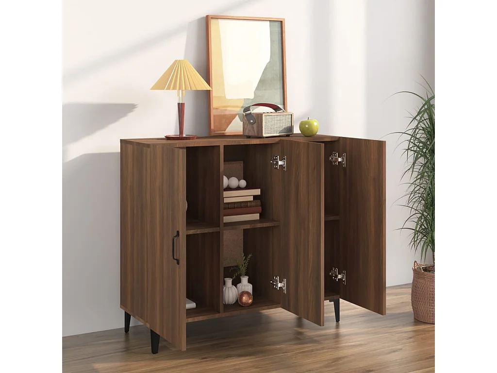 Dressoir 90x34x80 cm bewerkt hout bruin eikenkleur NL73046