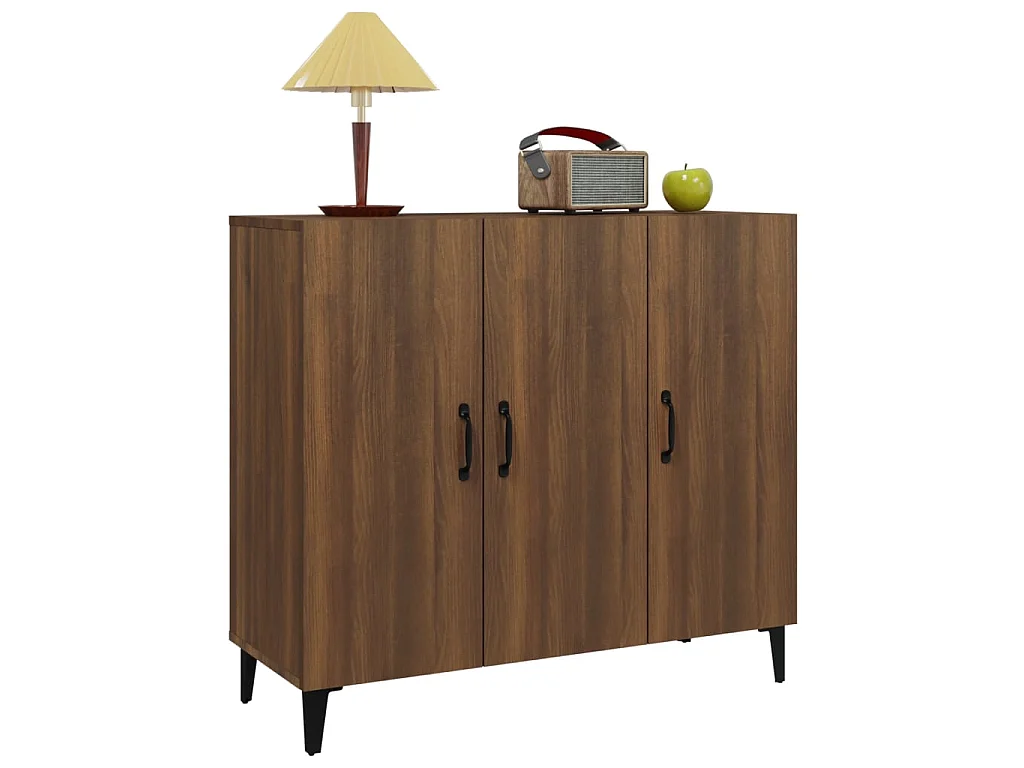 Dressoir 90x34x80 cm bewerkt hout bruin eikenkleur NL73046