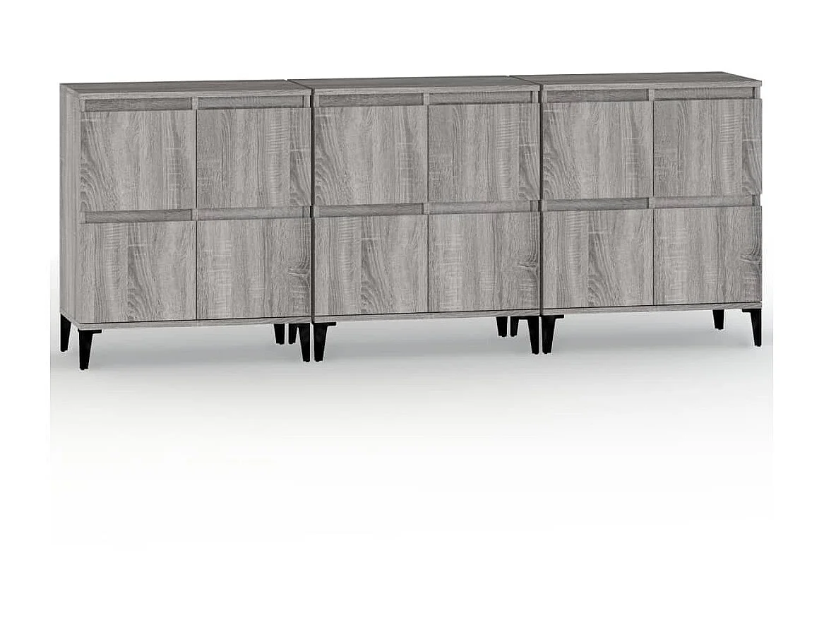 Buffets 3 pcs sonoma gris 60x35x70 cm bois d'ingénierie EGER35245