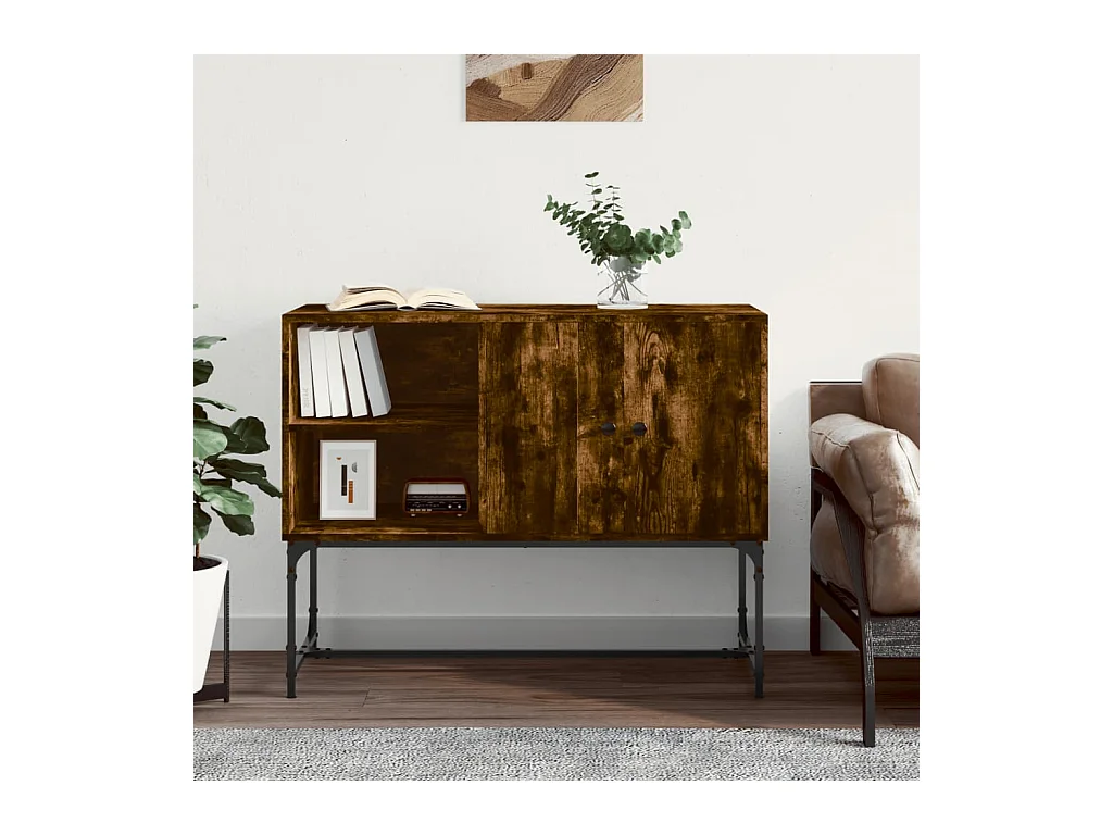 Buffet chêne fumé 100x40x79,5 cm bois d'ingénierie QWE82326