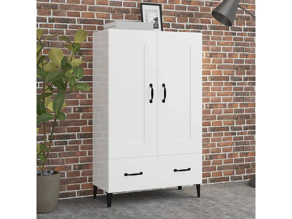 Highboard,Kommode Hochglanz-Weiß 70x31x115 cm Holzwerkstoff -gkd224454