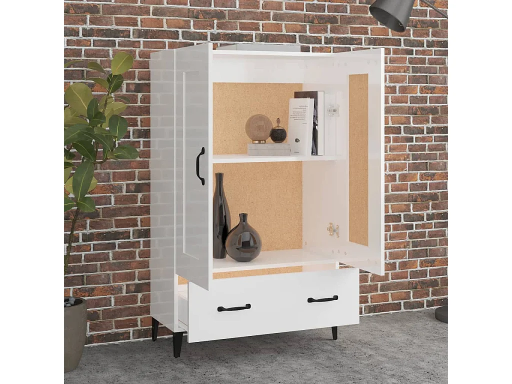 Highboard,Kommode Hochglanz-Weiß 70x31x115 cm Holzwerkstoff -gkd224454