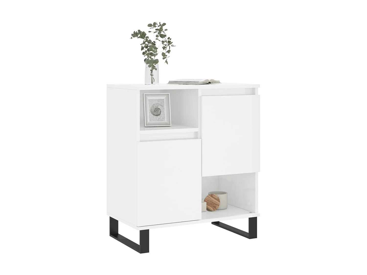 Buffet Blanc brillant 60x35x70 cm Bois d'ingénierie QWE51630