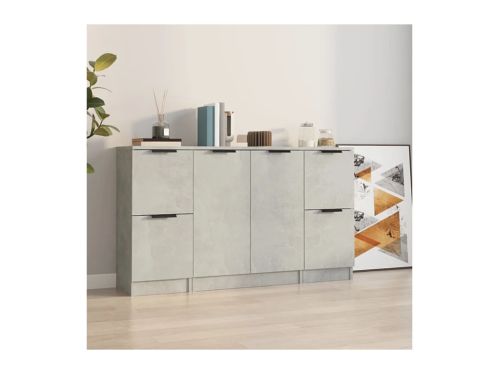 Buffets 3 pcs gris béton bois d'ingénierie EGER33975