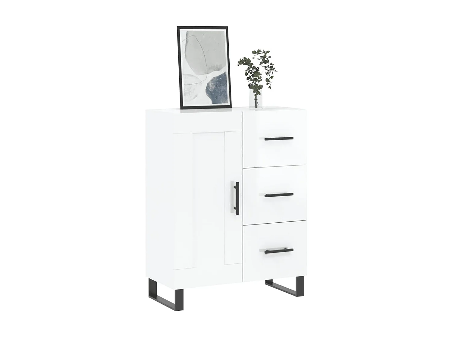 Dressoir 69,5x34x90 cm bewerkt hout hoogglans wit NL652430