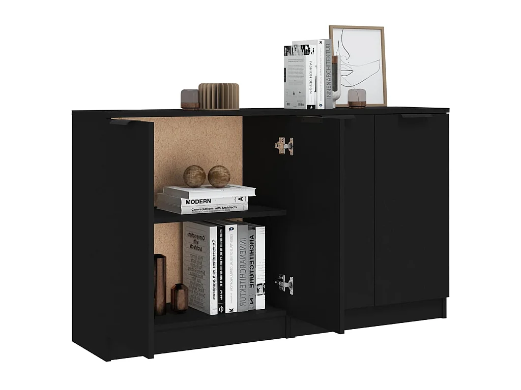 Buffets 2 pcs Noir 60x30x70 cm Bois d'ingénierie EGER36332
