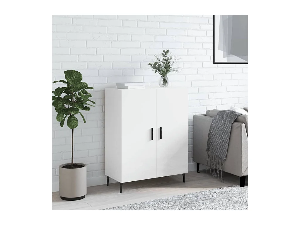 Buffet Blanc brillant 69,5x34x90 cm Bois d'ingénierie QWE25585