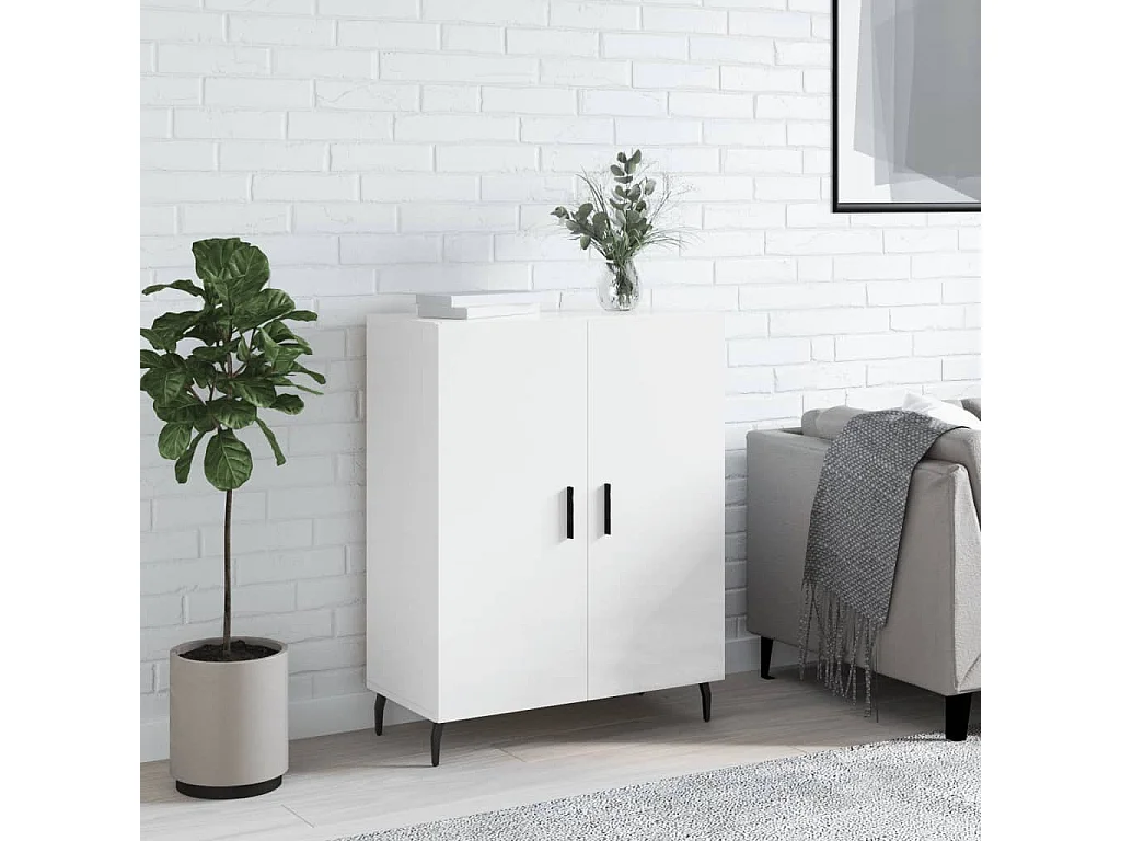 Buffet Blanc brillant 69,5x34x90 cm Bois d'ingénierie QWE25585