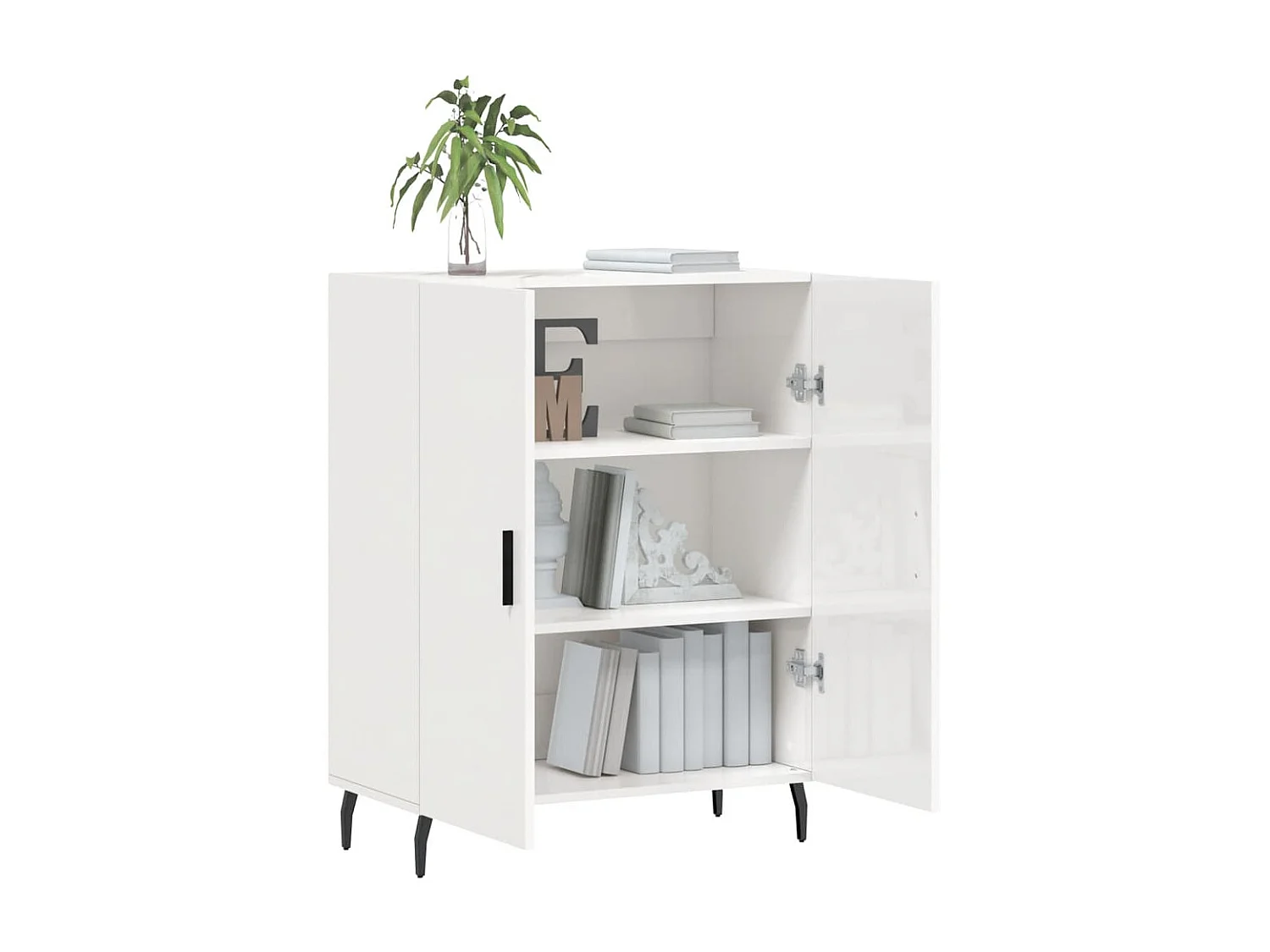 Buffet Blanc brillant 69,5x34x90 cm Bois d'ingénierie QWE25585