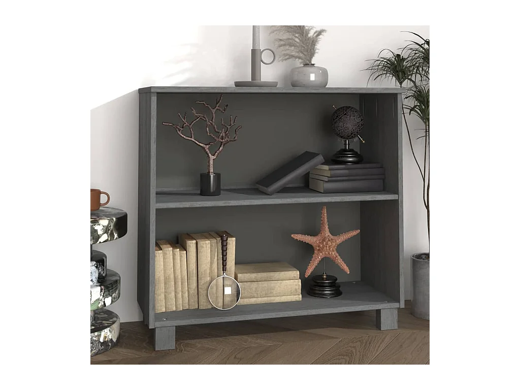 Buffet HAMAR Gris foncé 85x35x80 cm Bois massif de pin EGER53250