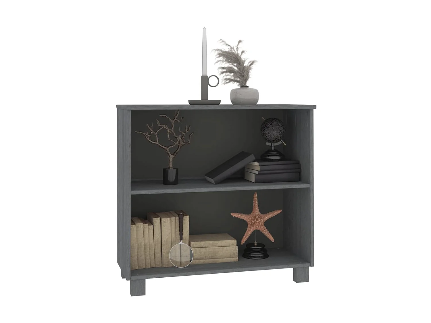 Buffet HAMAR Gris foncé 85x35x80 cm Bois massif de pin EGER53250