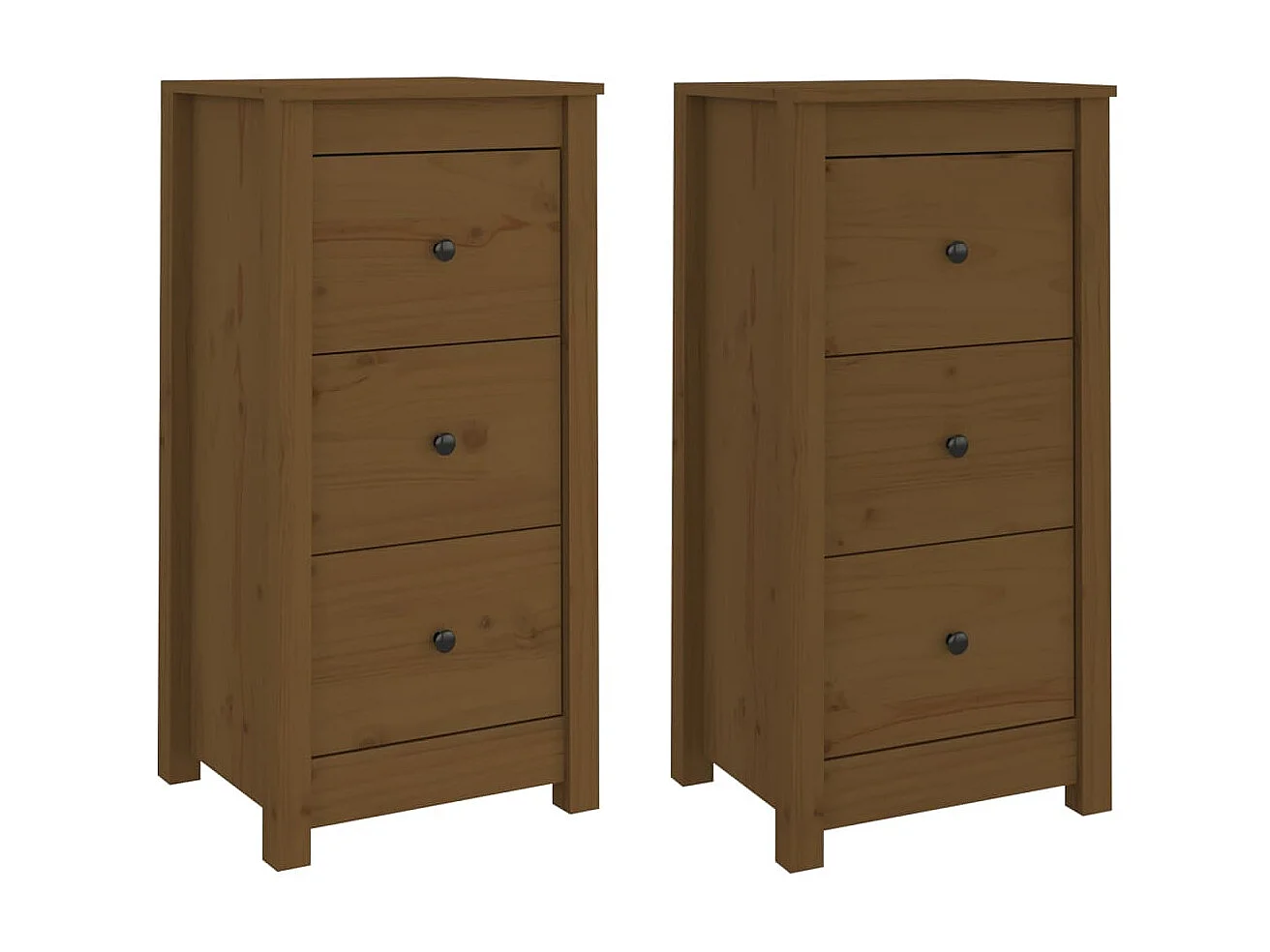 Buffets 2 pcs Marron miel 40x35x80 cm Bois massif de pin EGER98207