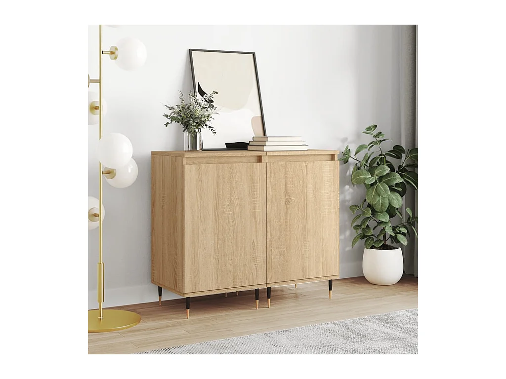 lot de 2 Buffets chêne sonoma 40x35x70 cm bois d'ingénierie QWE78966