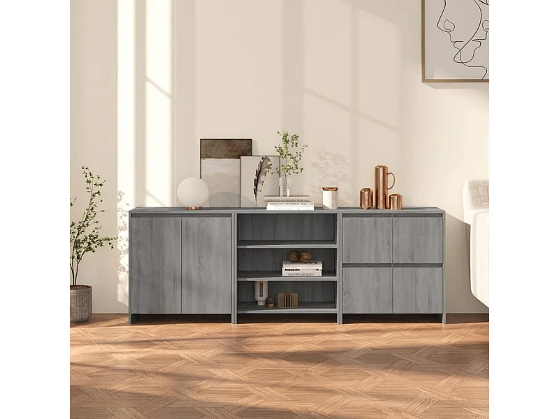 Aparador de 3 piezas madera manufacturada gris Sonoma ES42032