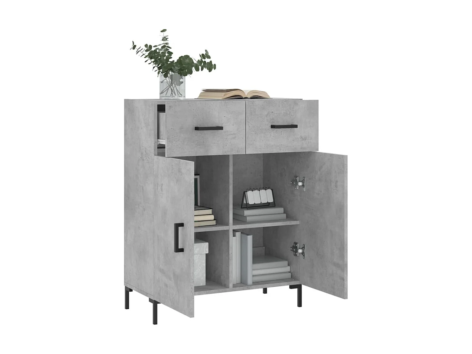 Buffet gris béton 69,5x34x90 cm bois d'ingénierie QWE71137
