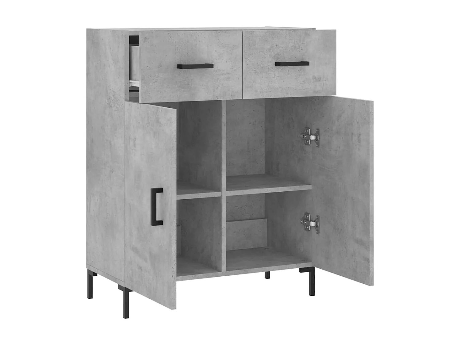 Buffet gris béton 69,5x34x90 cm bois d'ingénierie QWE71137